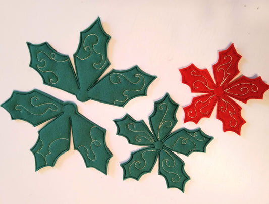 Christmas Flower Poinsettia Feltie ITH