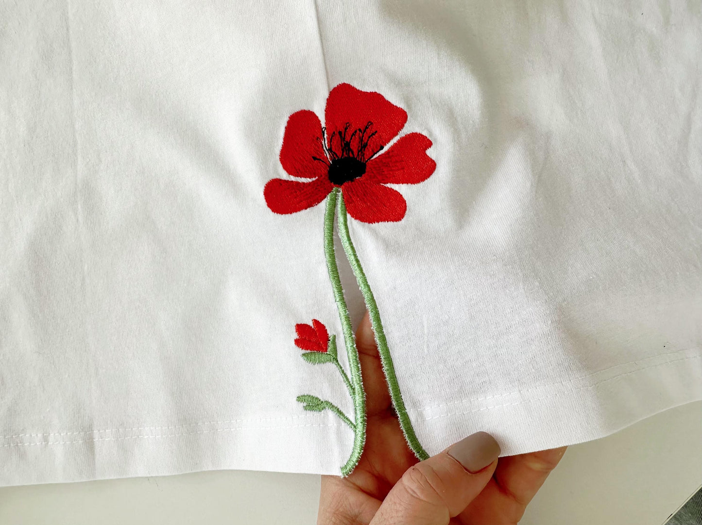 Single Poppy Flower Split Side Seam