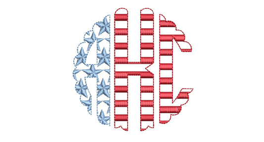 Star Patriotic Scalloped Monogram DST files