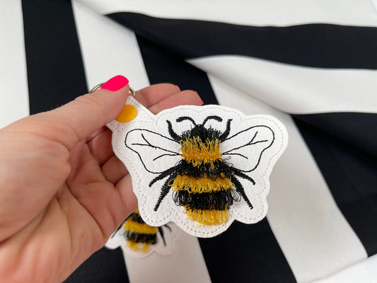 Fringed Bee Honeybee Keychain