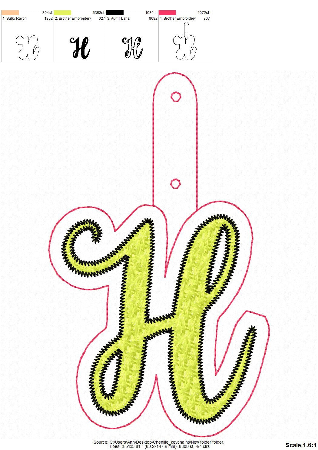 Faux Chenille Monogram Keychain