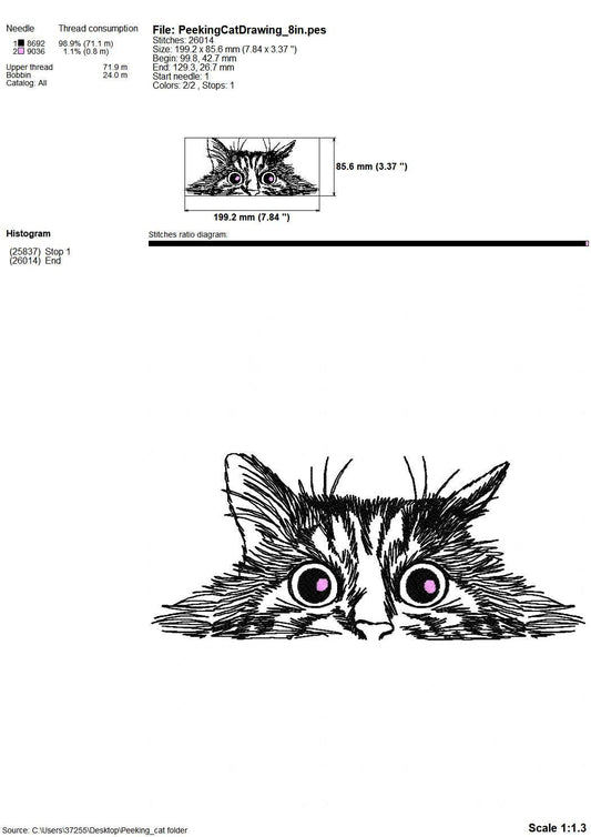 Peeking Cat Head Outline