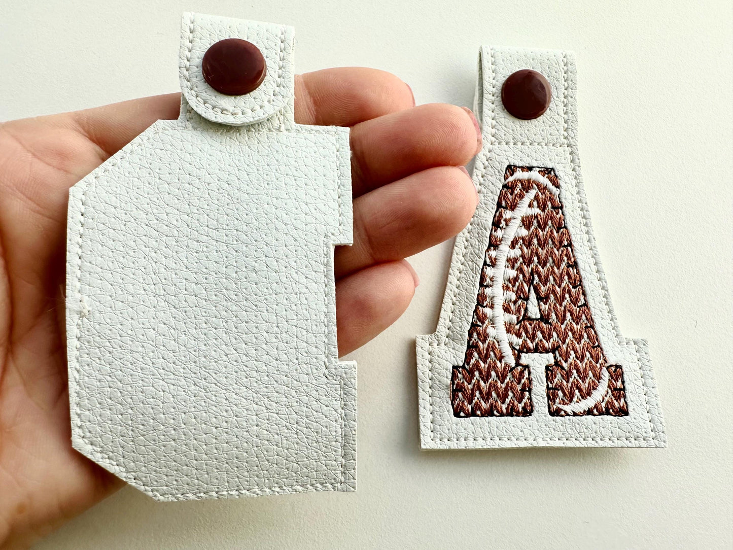 Knit stitch effect Football Eyelet and Key Fob Snap Tab Block sport