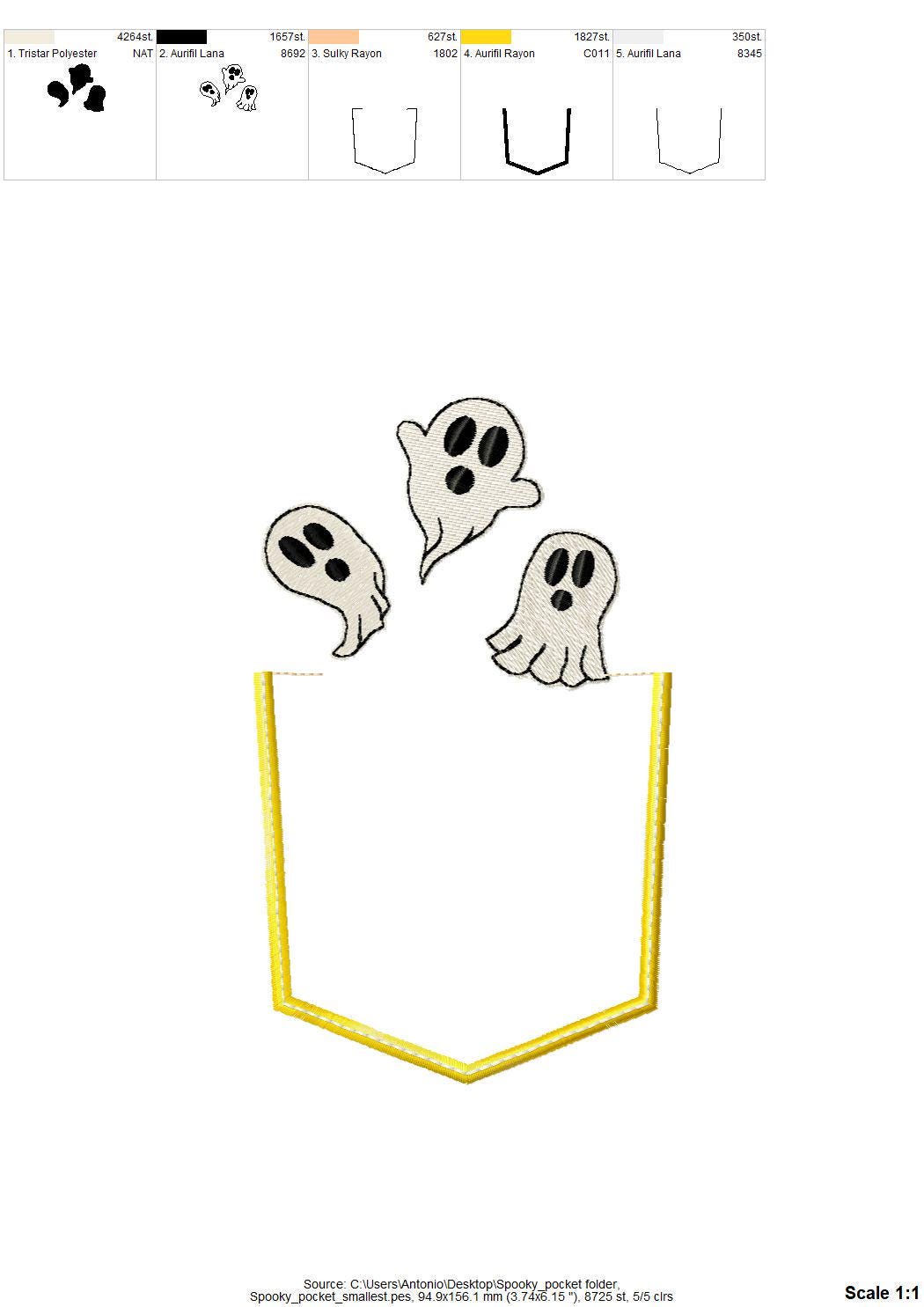 Halloween Spooky Ghost Pocket ITH