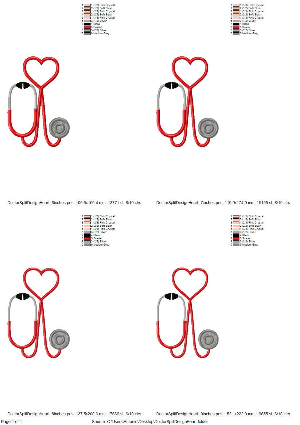 Therapist Medic Stethoscope with Heart Applique