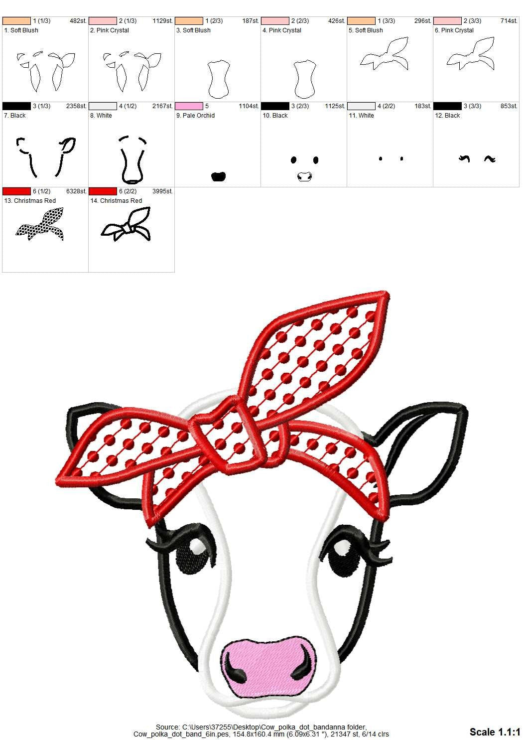 Cow Face with Bandanna Applique