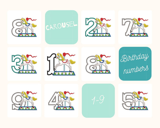 Carousel Rearing Horse Birthday Numbers