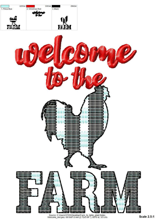 Welcome To The Farm Saying and Chicken