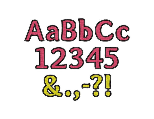 Bold Fill Stitch and Outline Kids Font