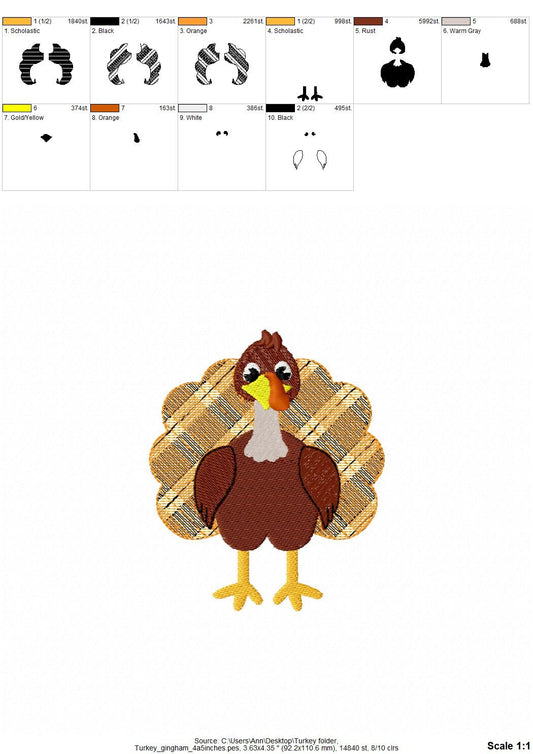 Turkey gobble Plaid checkered gingham tartan Thanksgiving Turkey