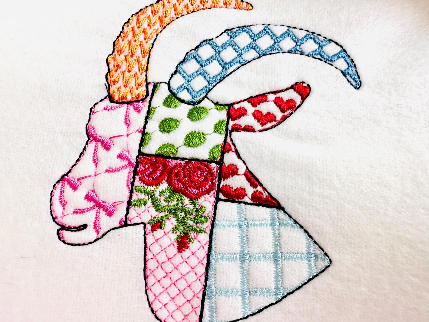 Patchwork Goat face Farm animal patterned Goat head silhouette outline