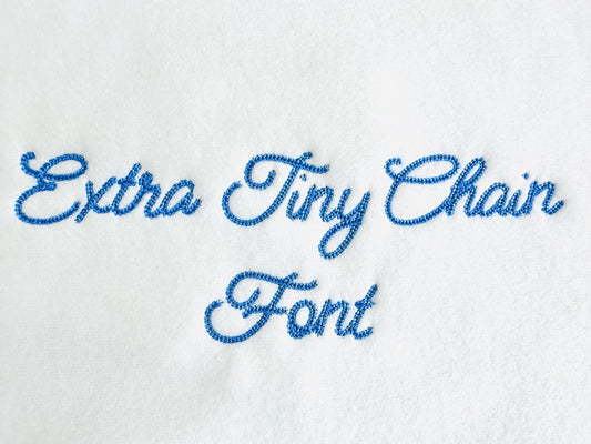 Tiny Chain FONT machine embroidery designs small sizes 1 up to 3 inch
