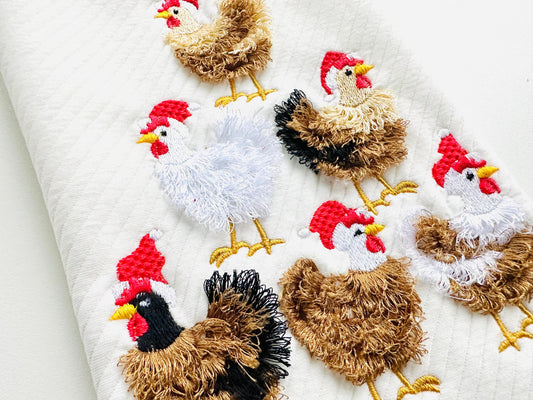 Fringed Christmas Chicken Flock with Santa Hat