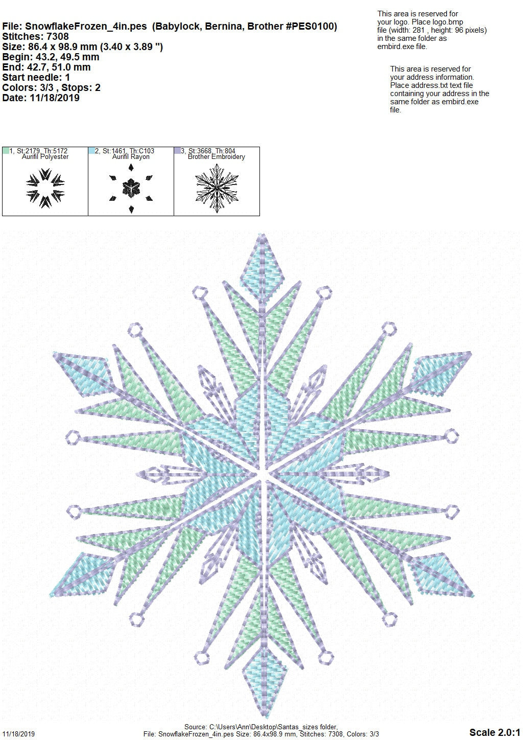Frozen Light Stitch Snowflake Set of 2