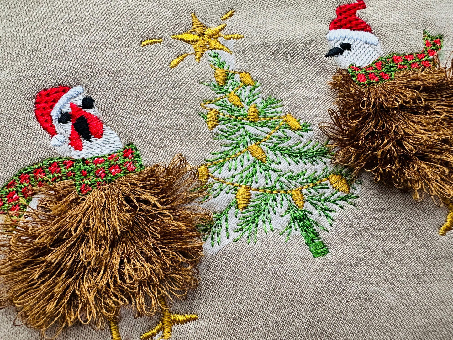 Fringed Santa Chicken and Christmas Tree