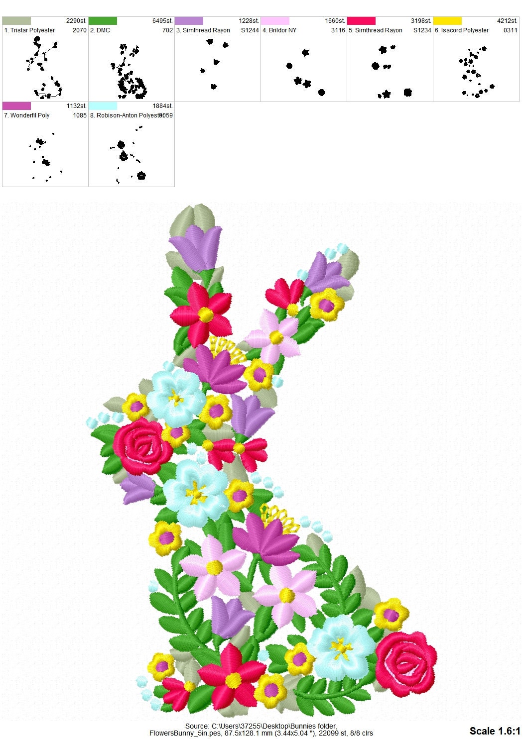 Floral Easter Bunny Outline