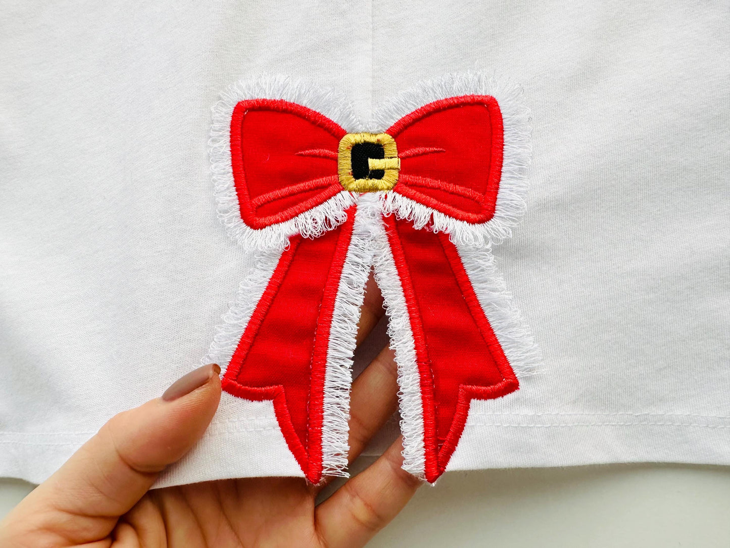 Fringed Santa Claus Bow Applique