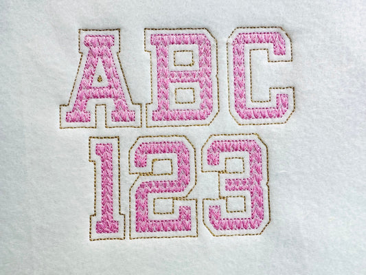 Knit Effect Varsity Collegiate Font