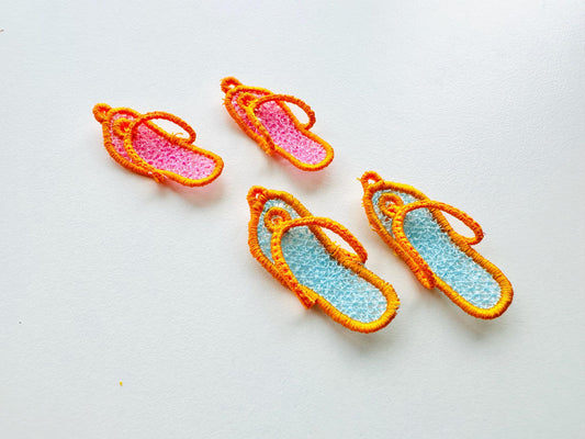 Summer Flip Flops earrings charm FSL freestanding lace 3D dimensional