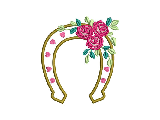 Floral Rose Horseshoe Applique