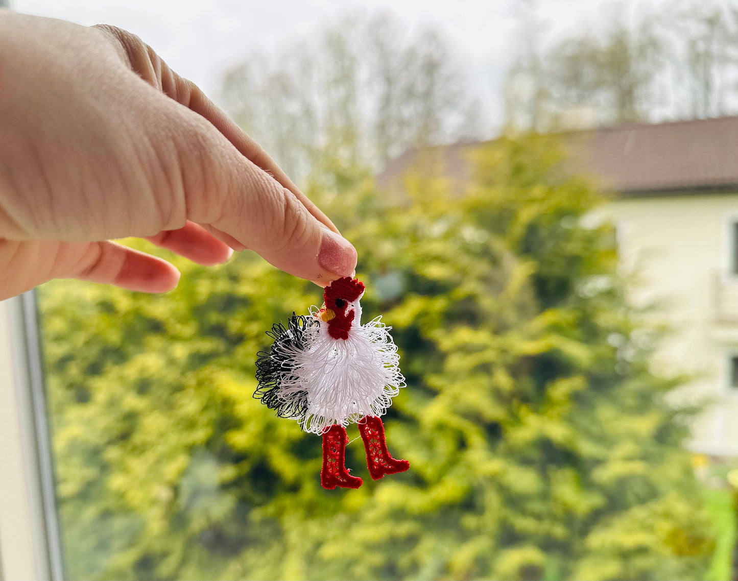 Fringed Chicken Earrings Charm