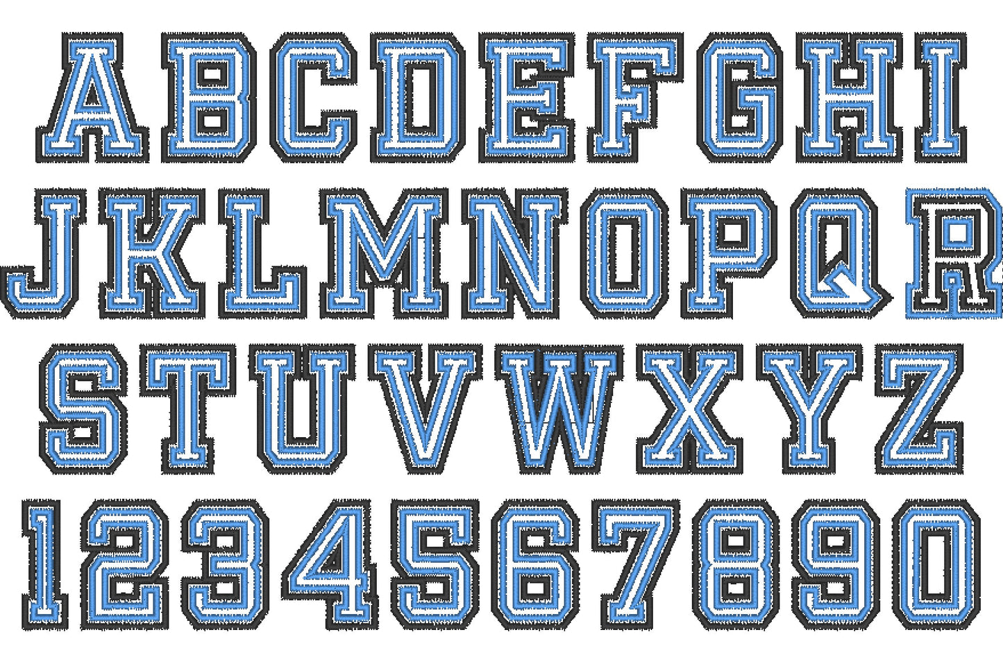 Mini Zig Zag Outline Double Applique Font