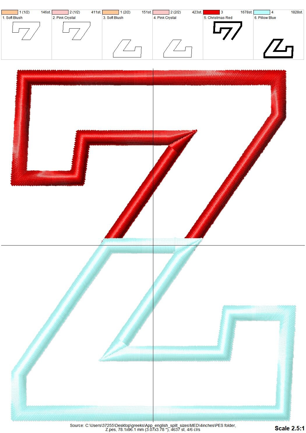 2-Color Block Split Font Applique