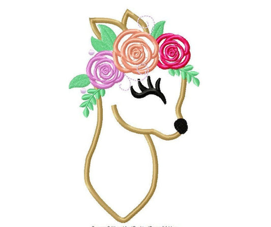 Little Floral Baby Deer Fawn Applique