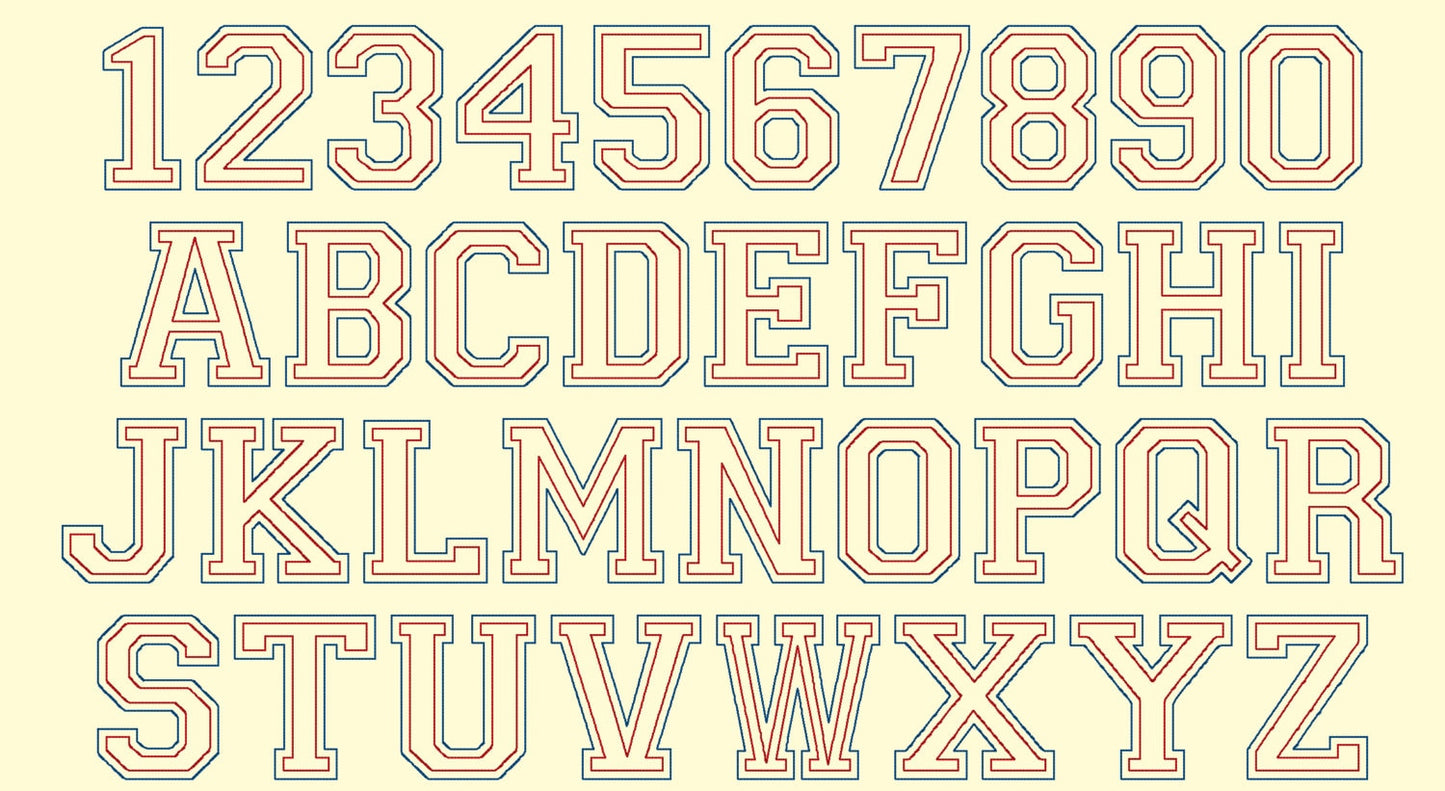 Double Outline Athletic Sport Collegiate Font