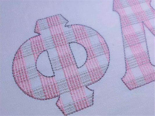 Gibgham Plaid Patterned Sororities Greek Font