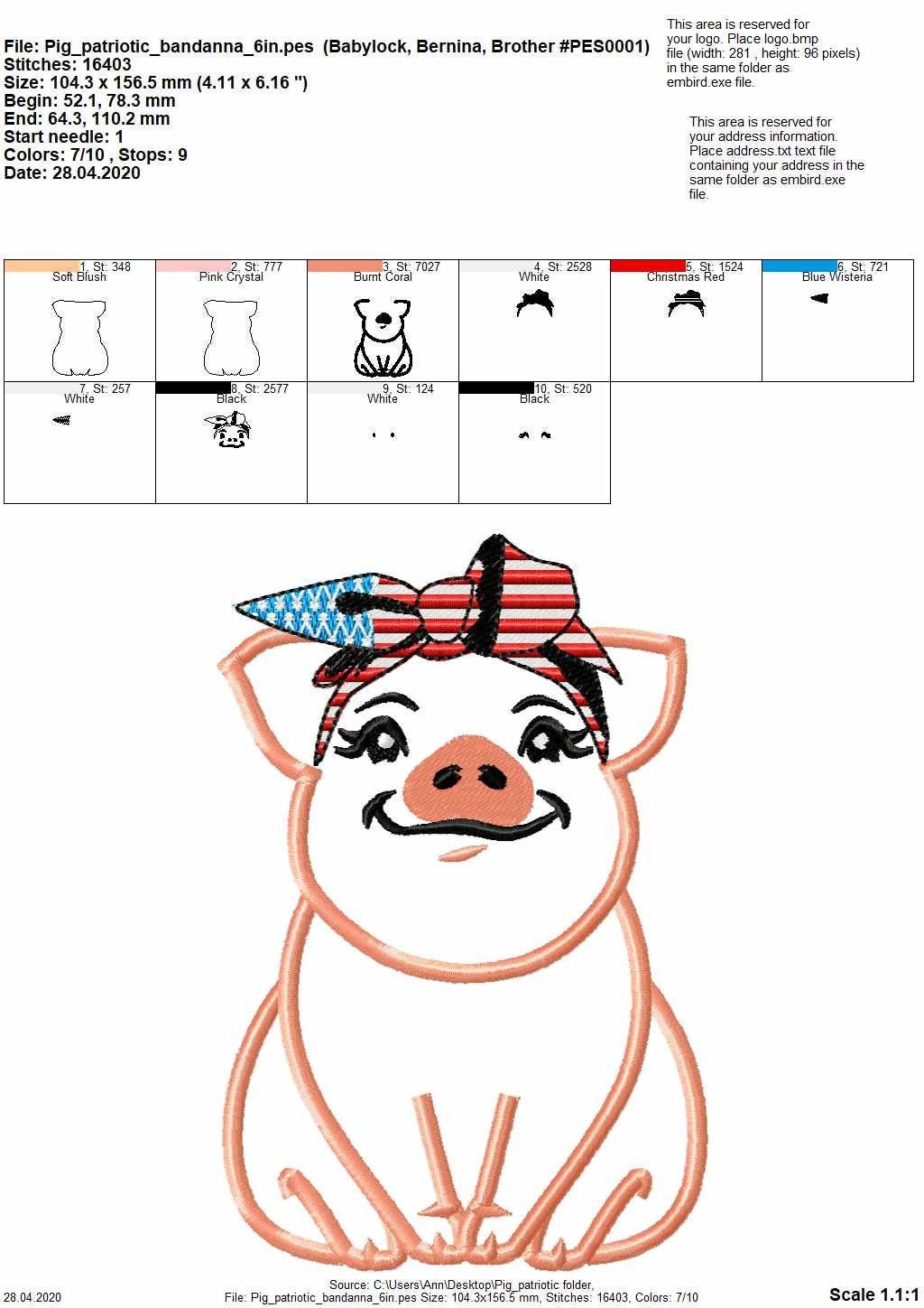 4th of July Patriotic Piggie