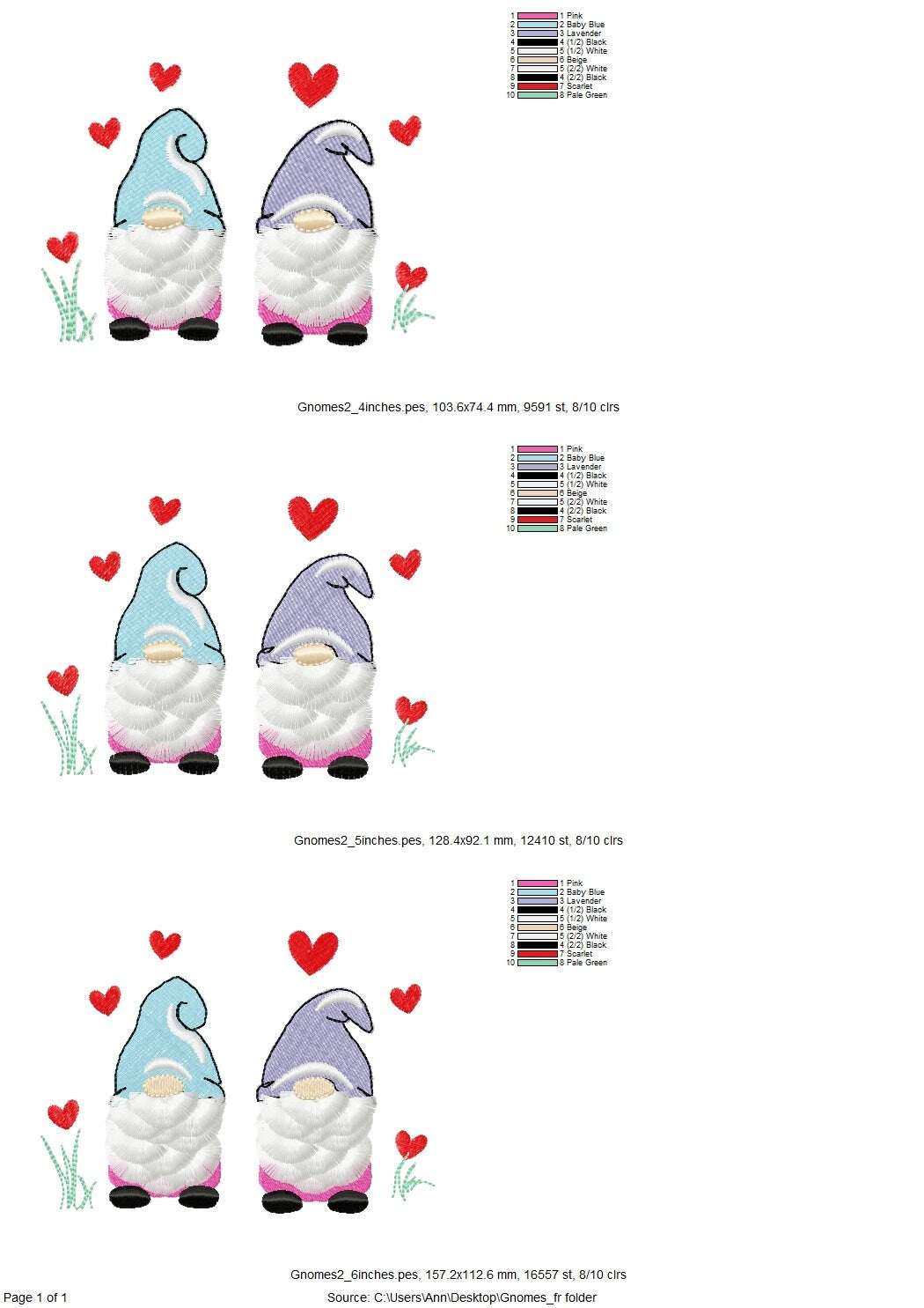 Fringed Valentine Gnome 2 in a row