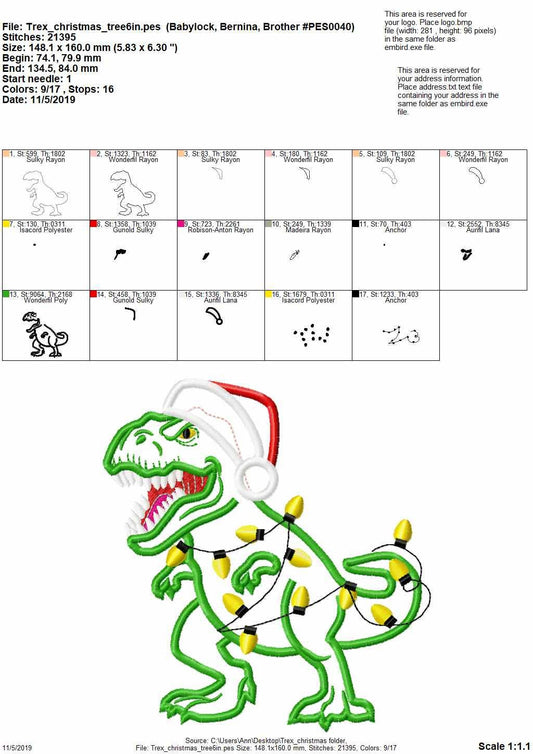 Christmas T-Rex Dinosaur Santa Hat