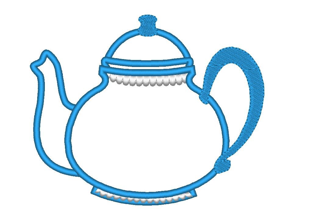 Teacup And Teapot Applique Set of 2