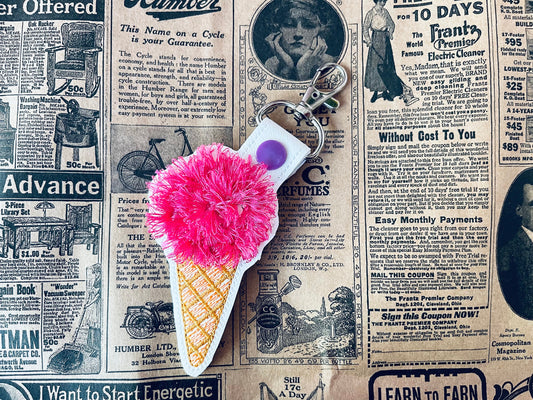 Fringed Ice Cream Cone Keychain