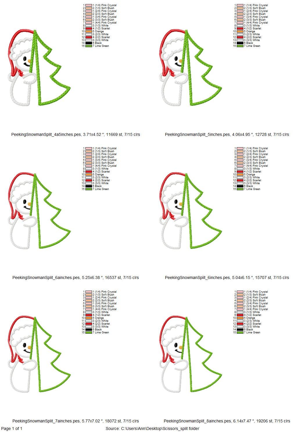 Christmas Peeking Snowman Applique