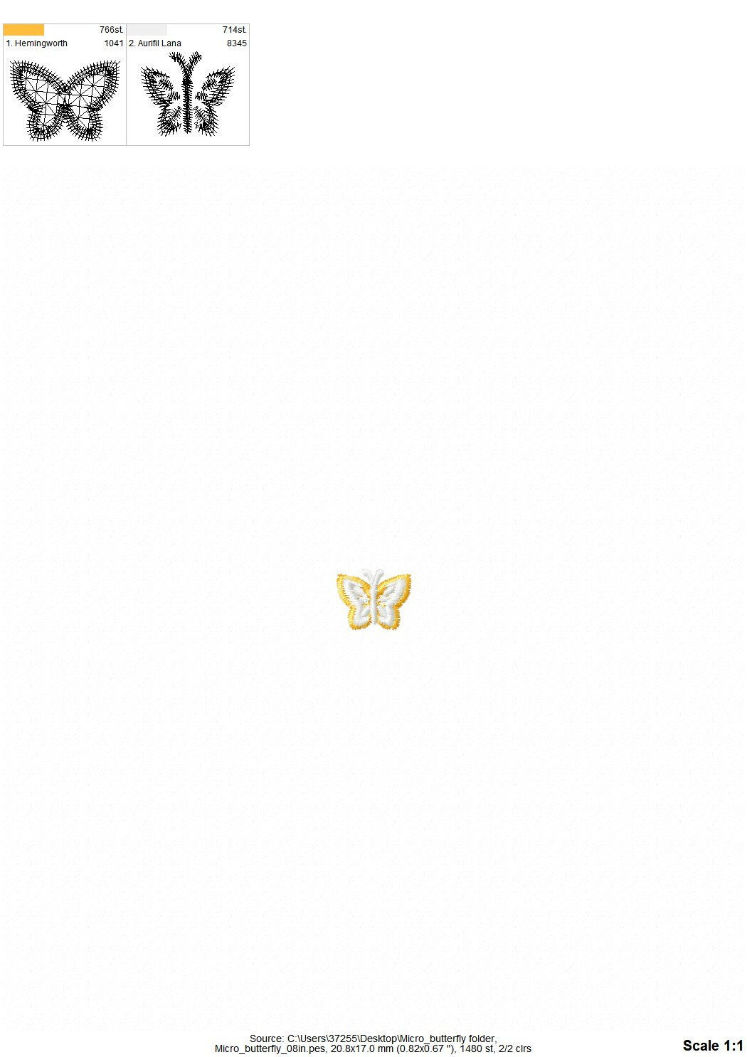 SMALL MINI FSL Lace Butterfly Free standing lace embroidery design in