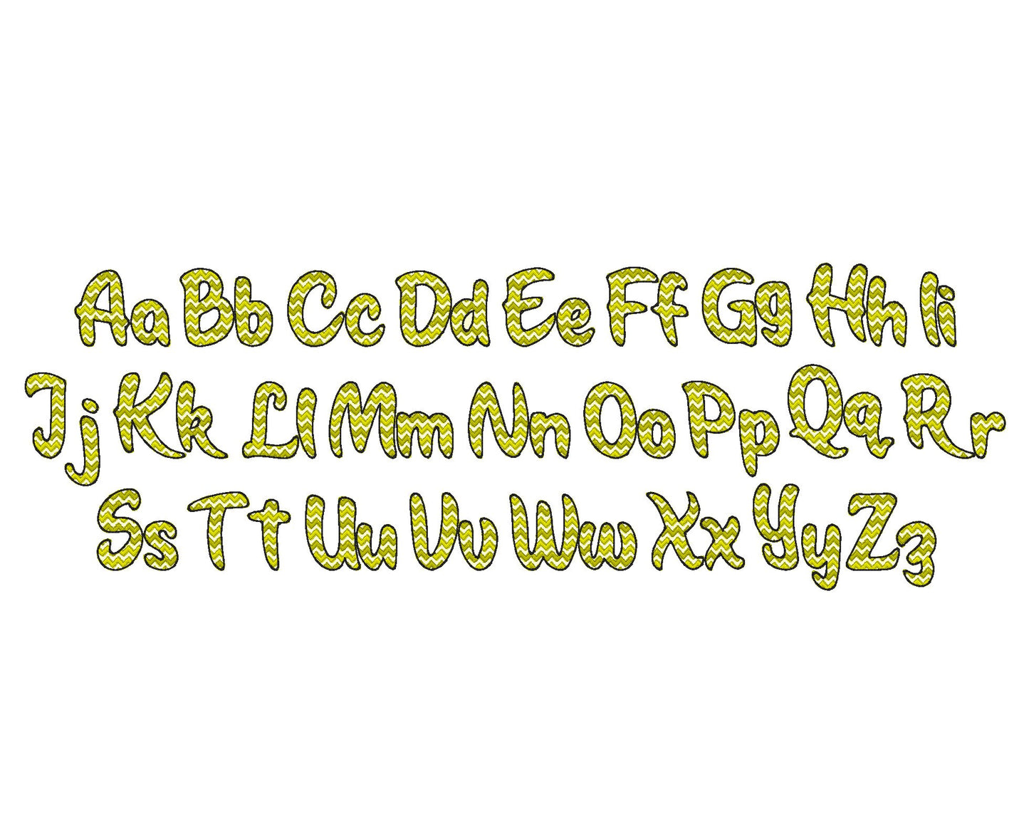 Chevron RIC RAC Font light sketch outline machine embroidery font