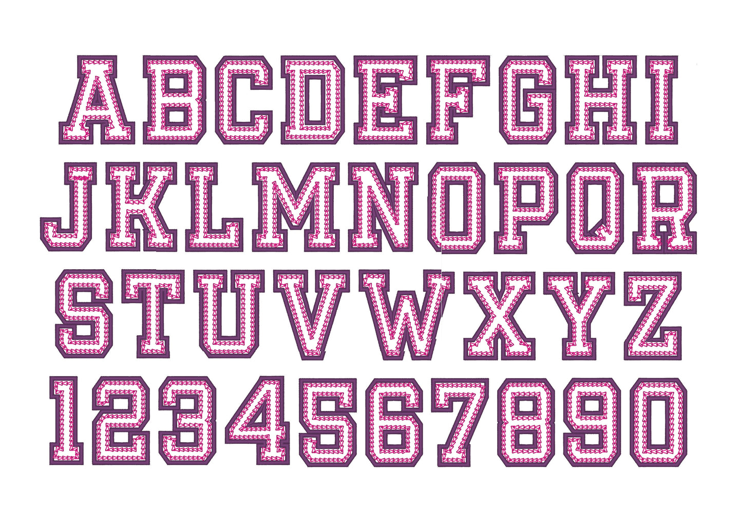 2-Outline Chain and Satin Stitch Varsity Sport Font