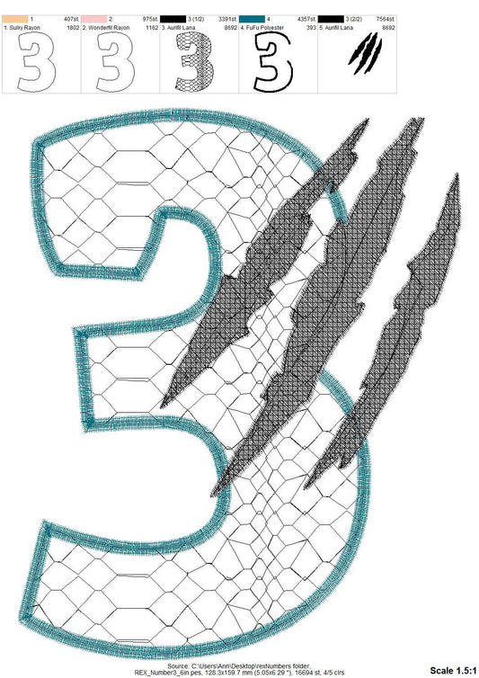 T-rex indominus dinosaur Birthday Number 3 THREE kids boy outfit