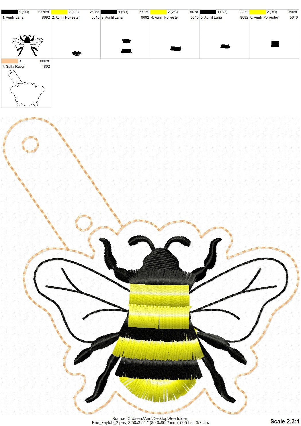 Fringed Honeybee Bee Keychain