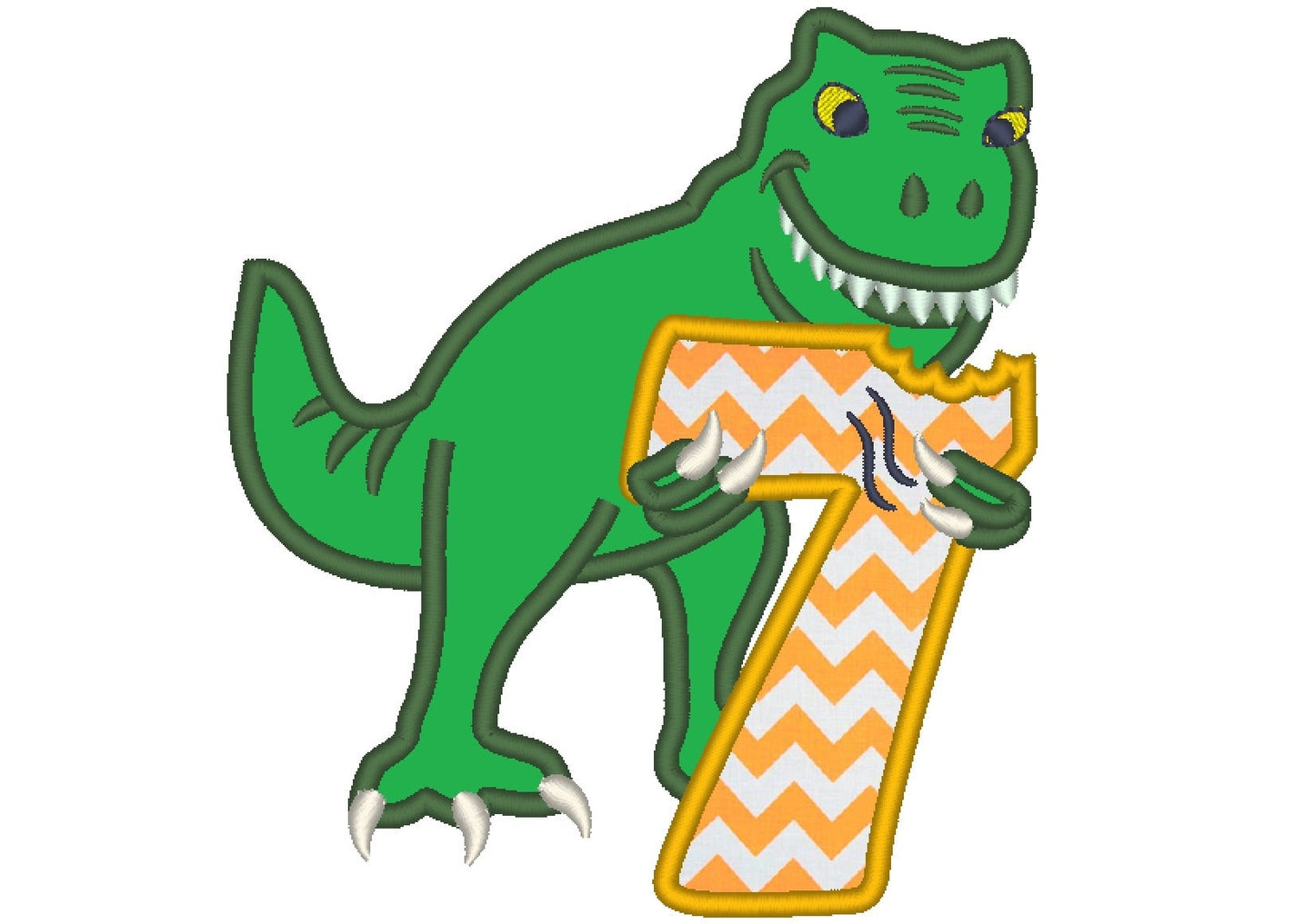 T-rex dinosaur Birthday number seven 7 machine embroidery Birtday