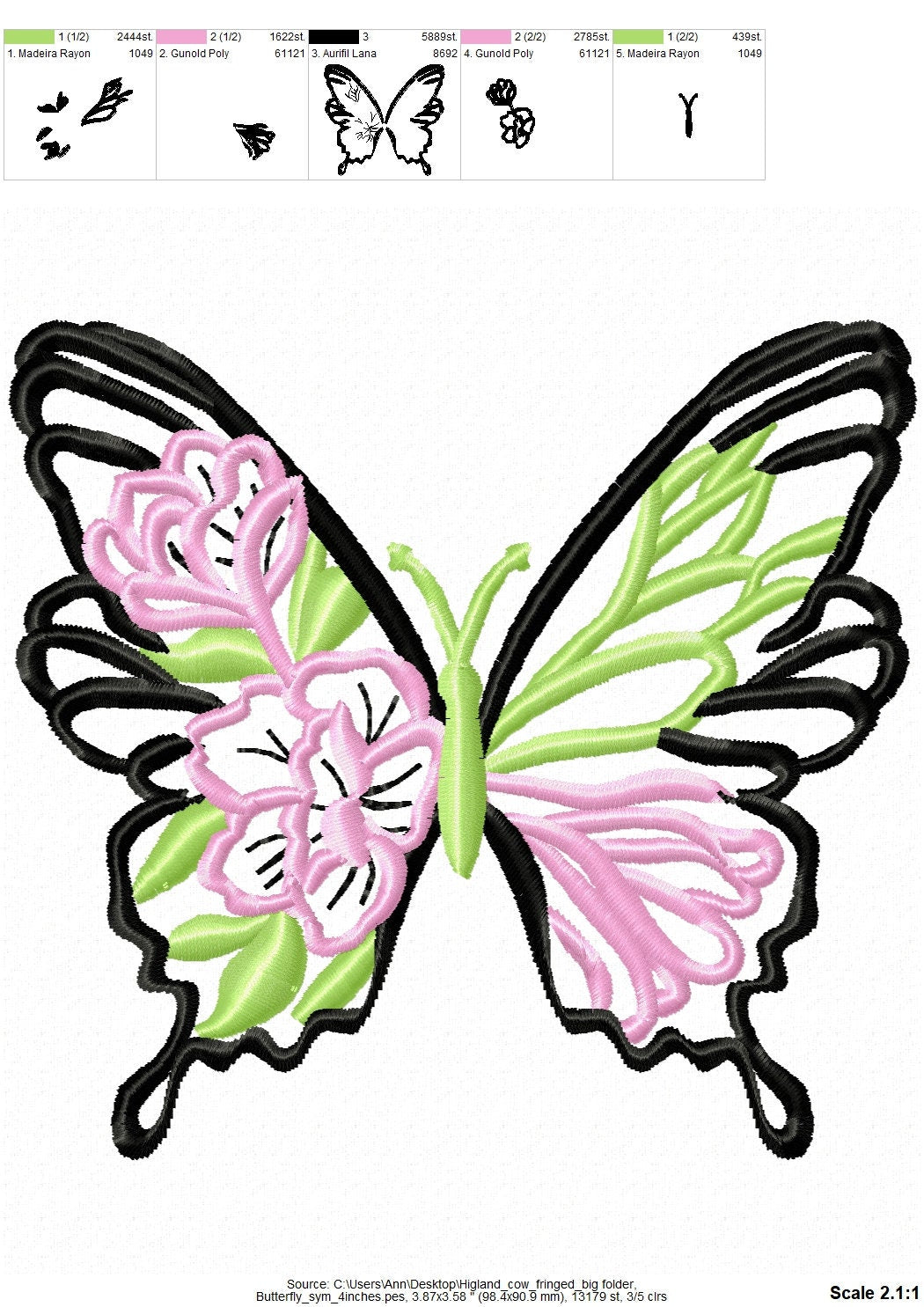 Floral Half Butterfly Outline Set of 2