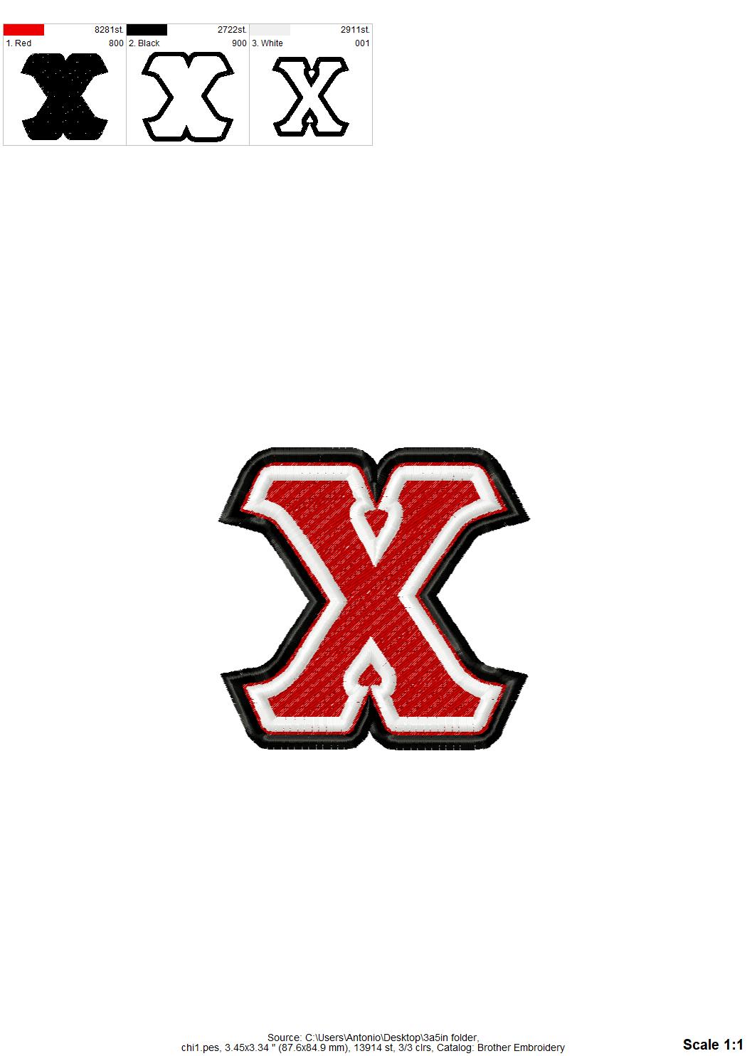 Double Outline Fill Stitch Greek Font