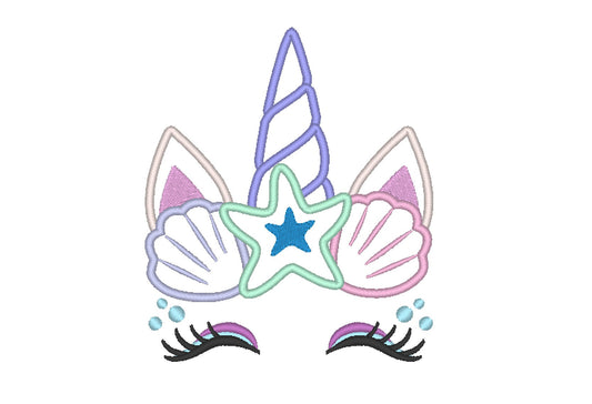 Mermaid Unicorn with Shell and Starfish