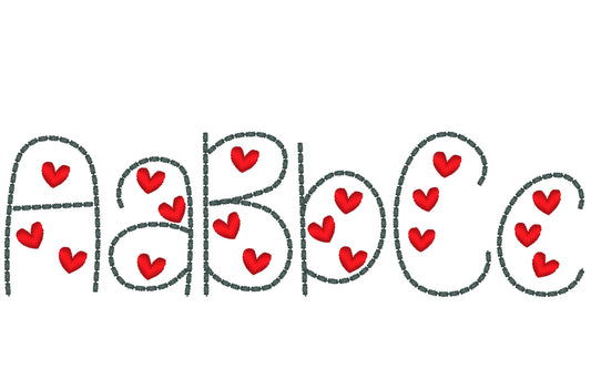 Puff Bean Stitch Heart Line Font