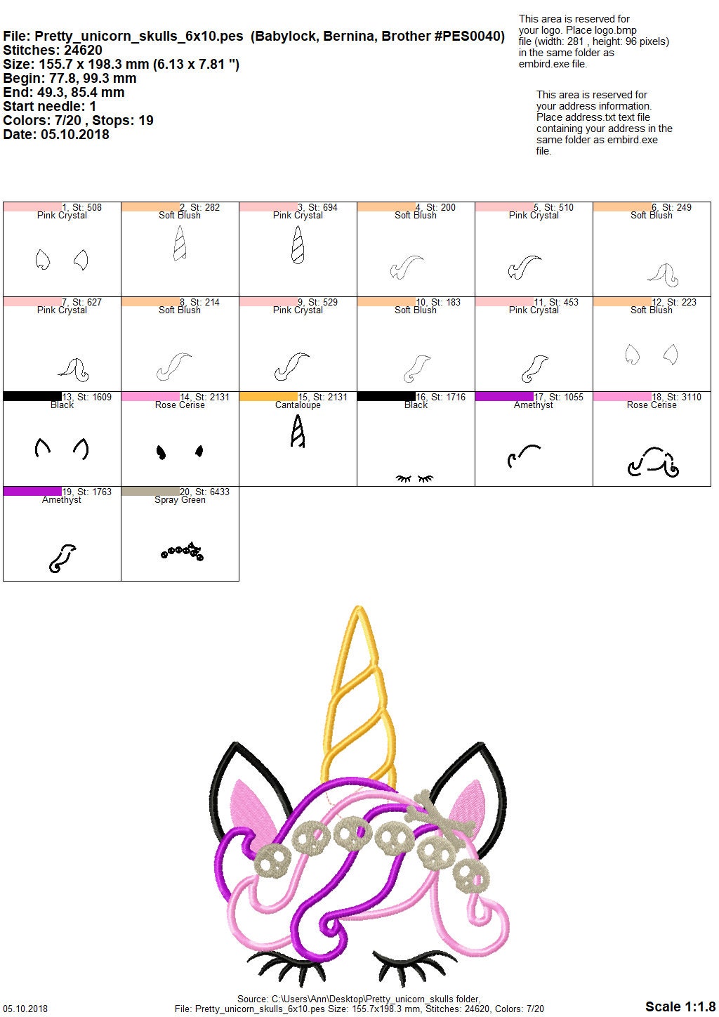 Skulls and Bones Halloween Unicorn