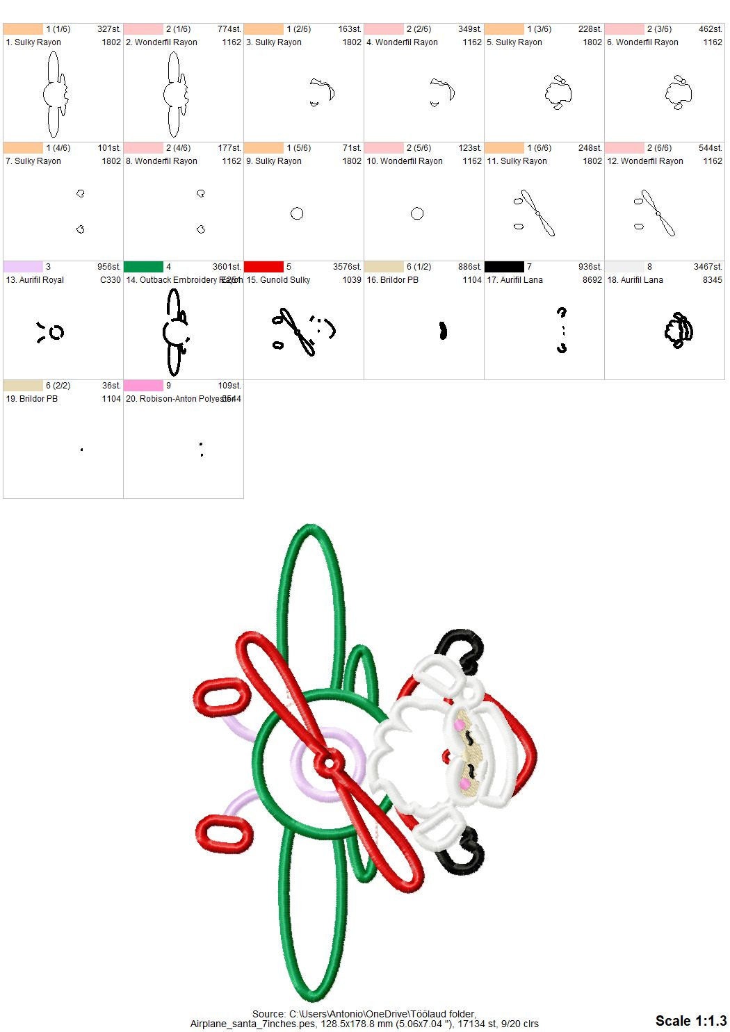 Santa On Christmas Airplane Front Applique