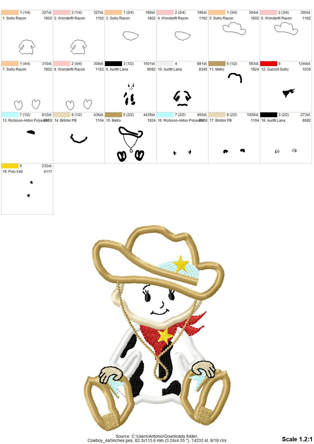 Rodeo Cowboy Cowgirl Baby Set of 2 Applique