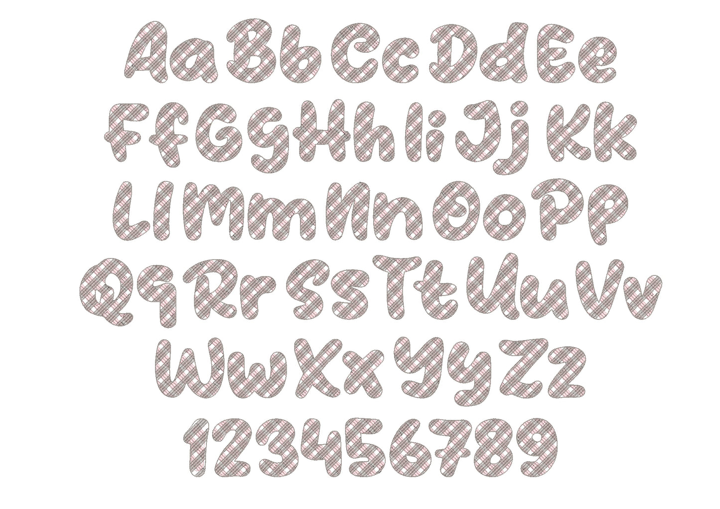 Retro Gingham Plaid Patterned Fun Font